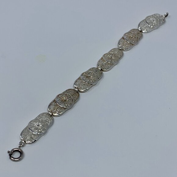Birks Sterling Silver Floral Filigree Bracelet Size 6 - Picture 4 of 12